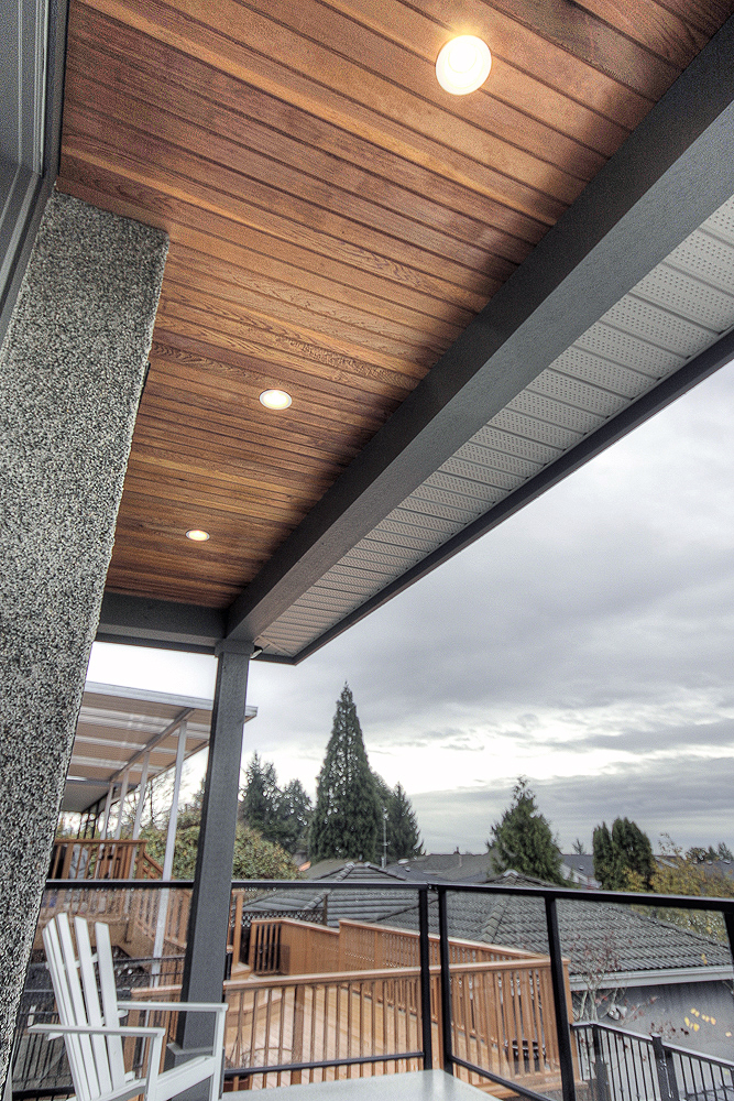 wood soffits with lighting