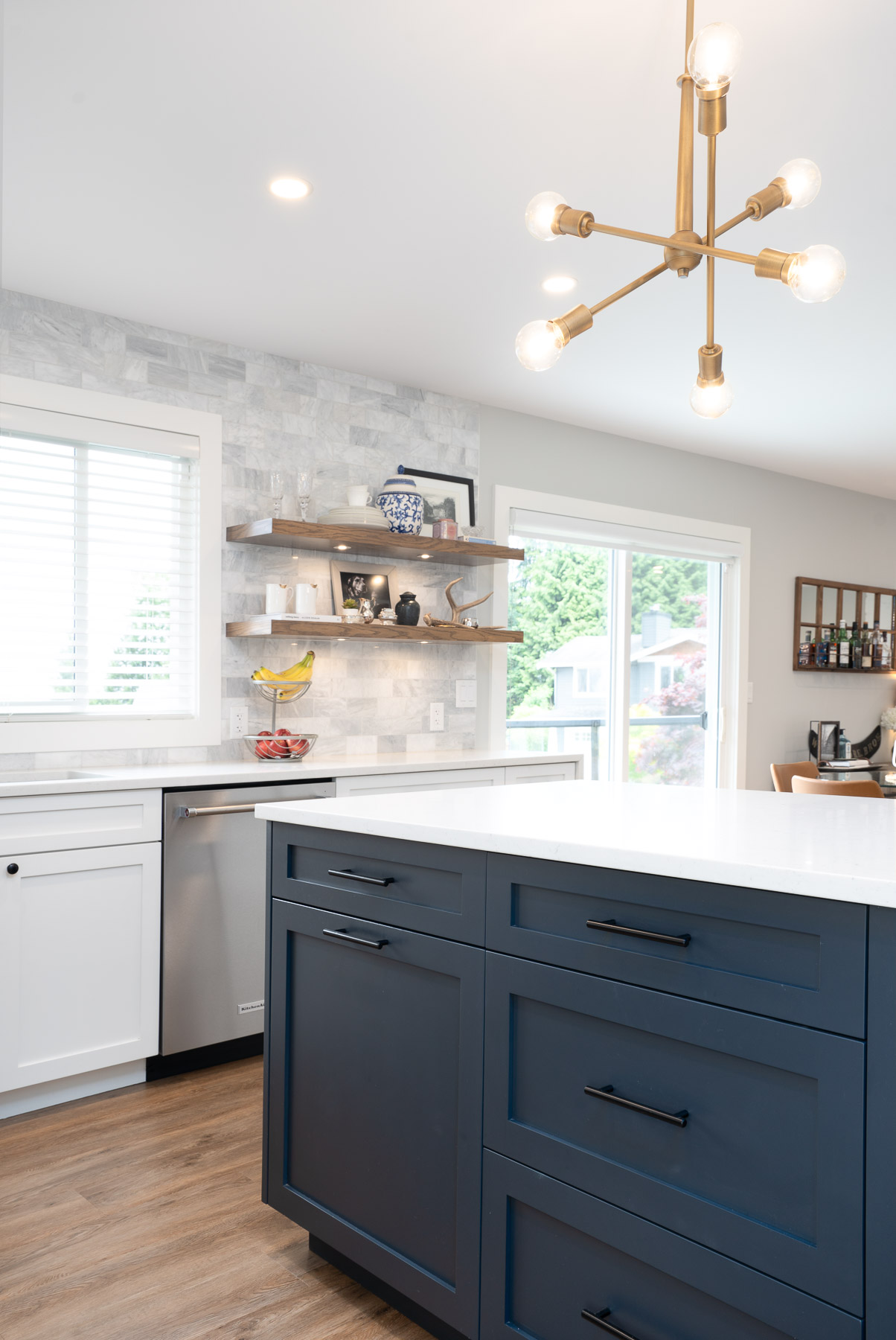 Coquitlam remodel kitchen island painted dark grey