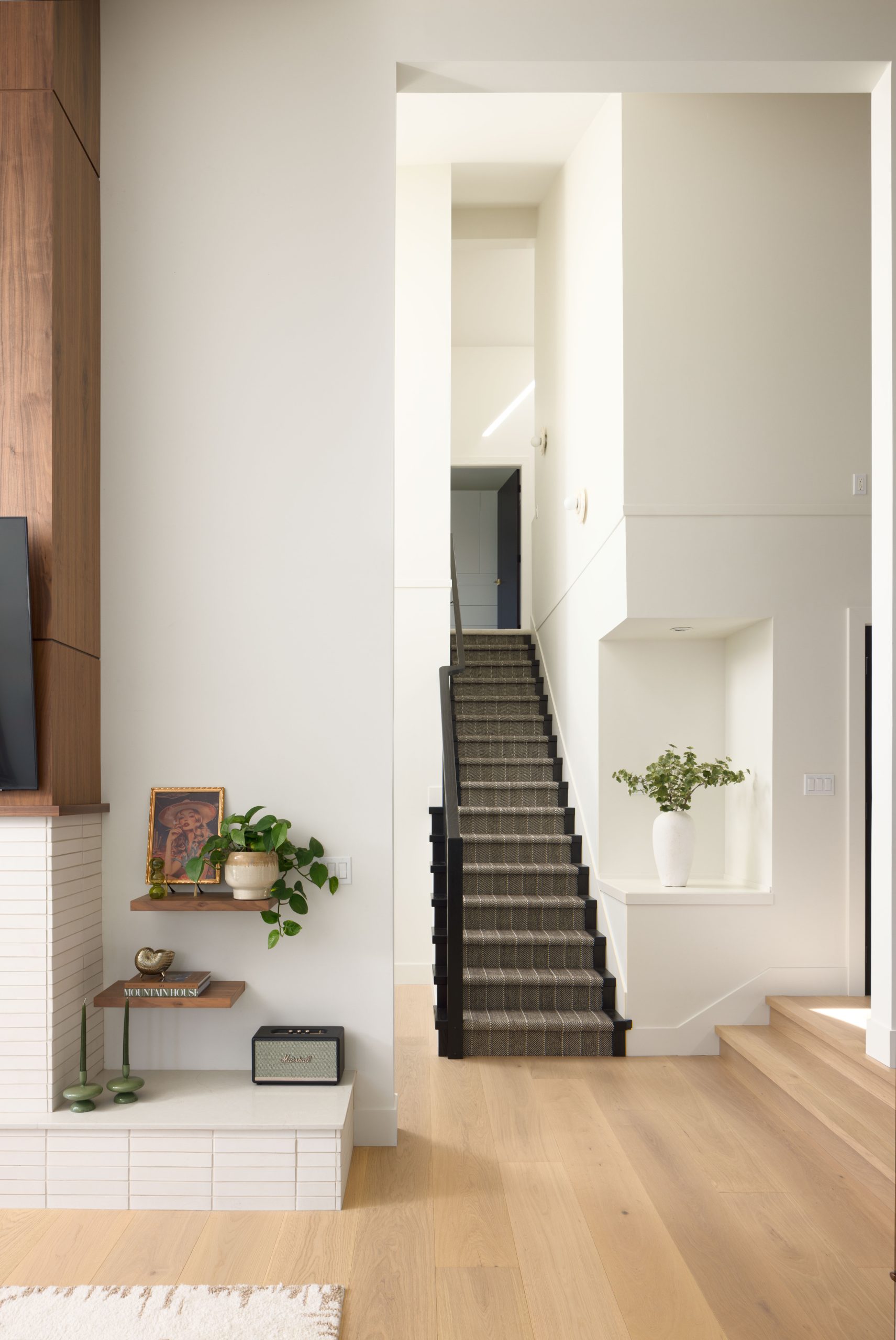 staircase with patterned runner port moody