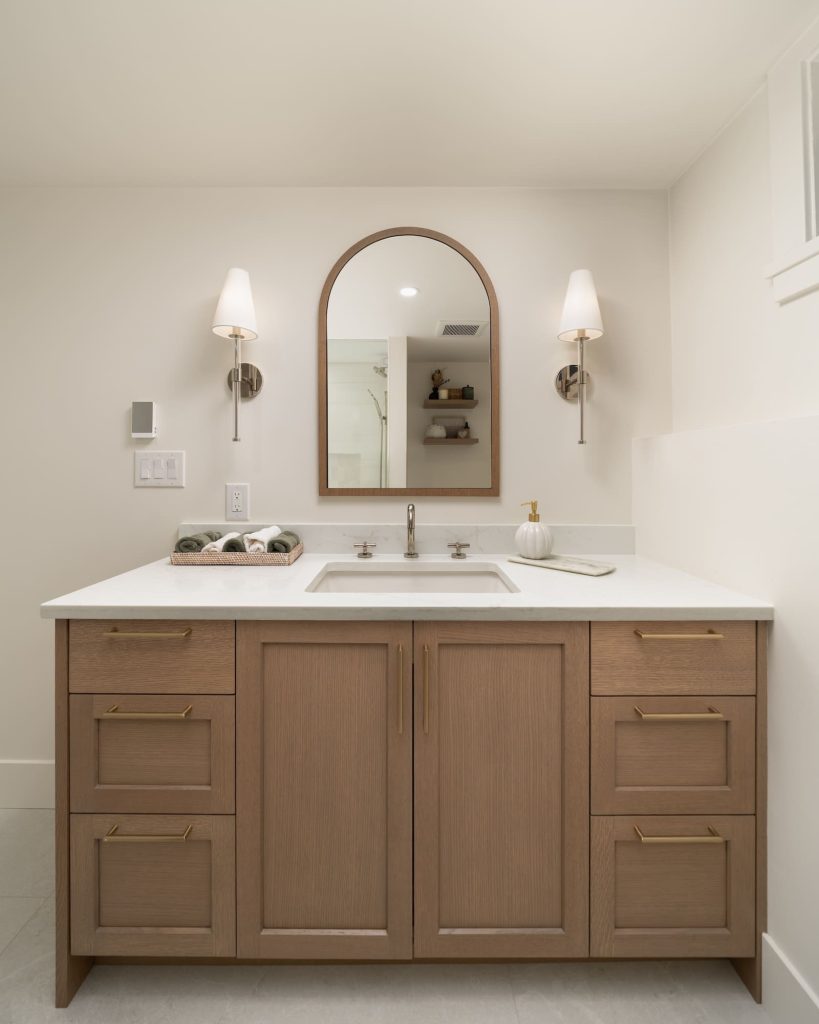 white oak vanity in Coquitlam bathroom remodel
